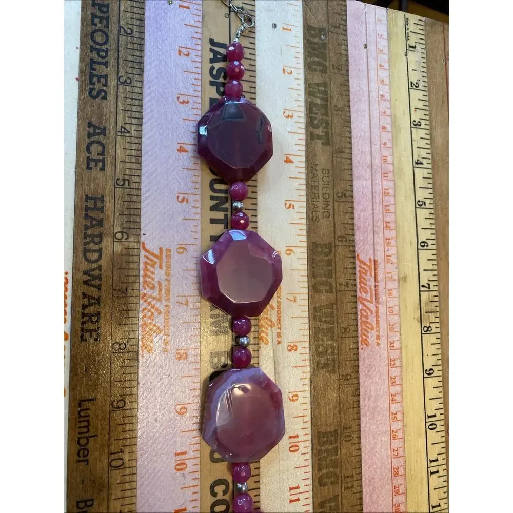 Lot of 2 Modern Boho Statement Necklaces Chunky Beaded Gemstones Natural Stones